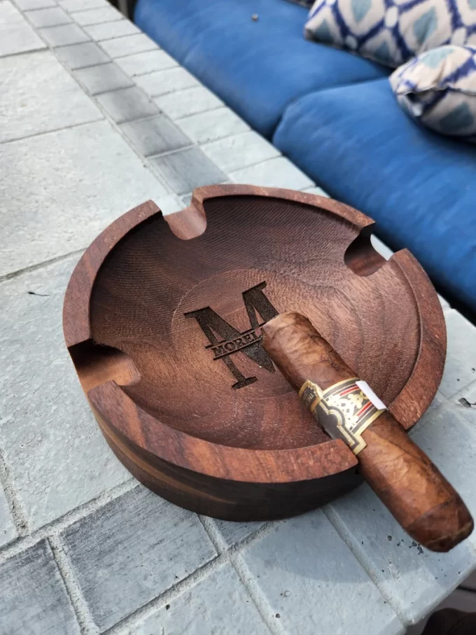 Walnut wood ashtray made for cigars