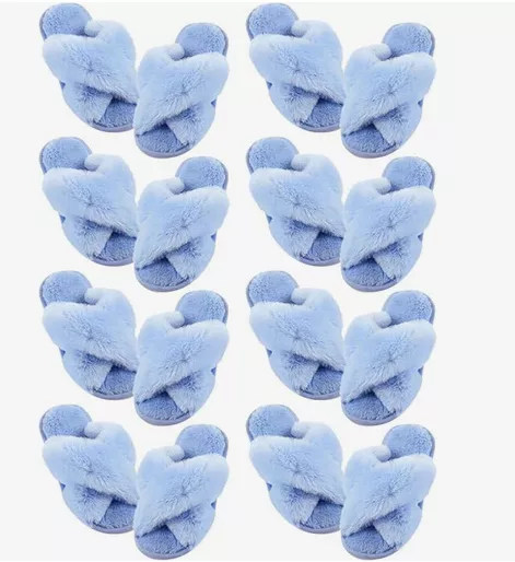 affordable cheap bridesmaid slippers displayed for budget-friendly wedding gifts