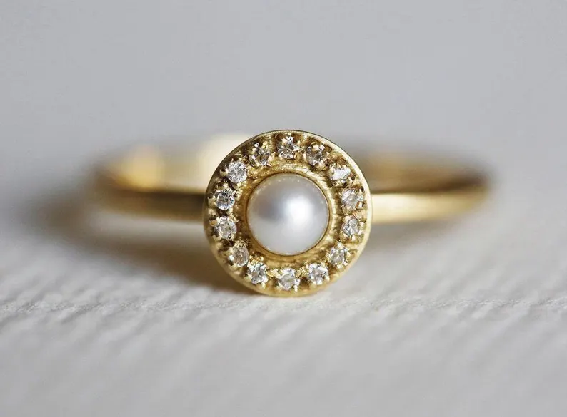pearl halo engagement ring under $1,000