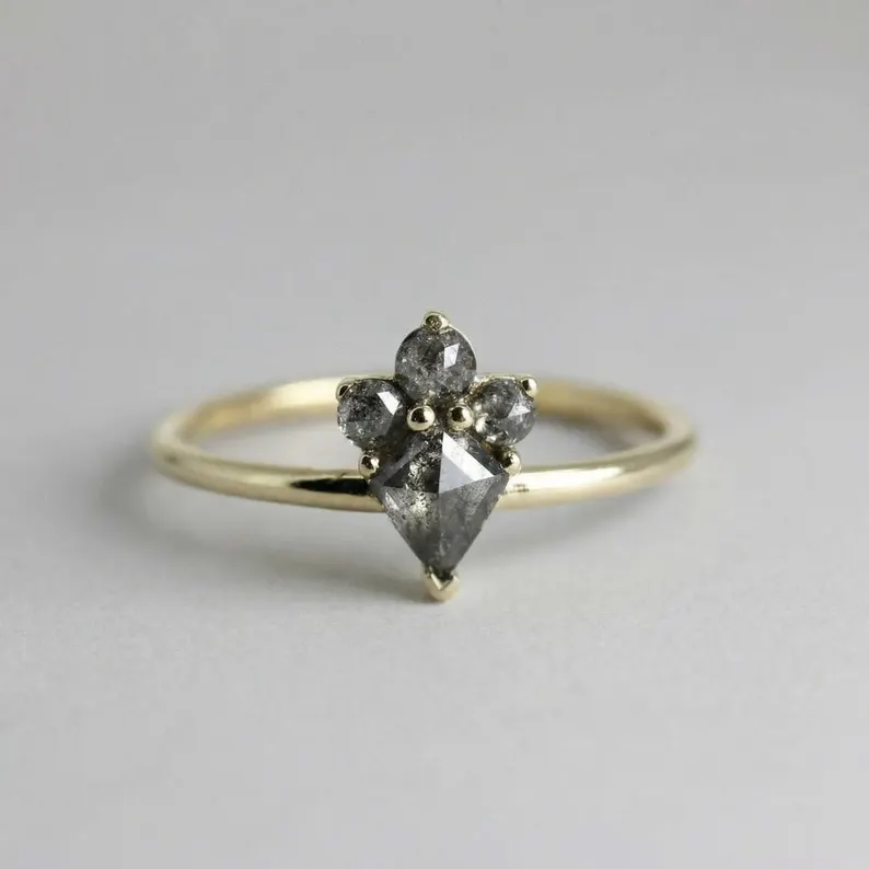 salt and pepper diamond engagement ring