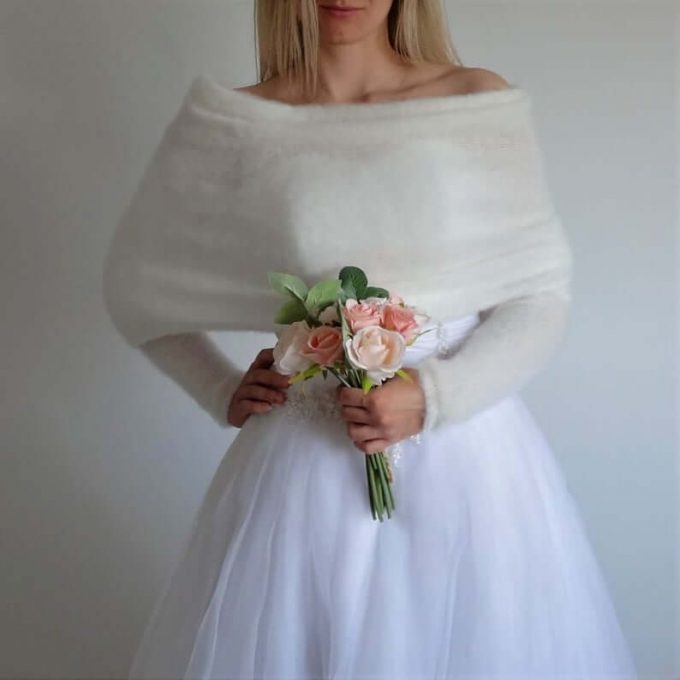sweater over wedding dress