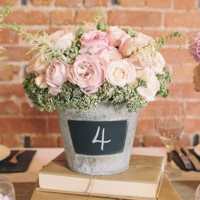rustic centerpiece with chalkboard