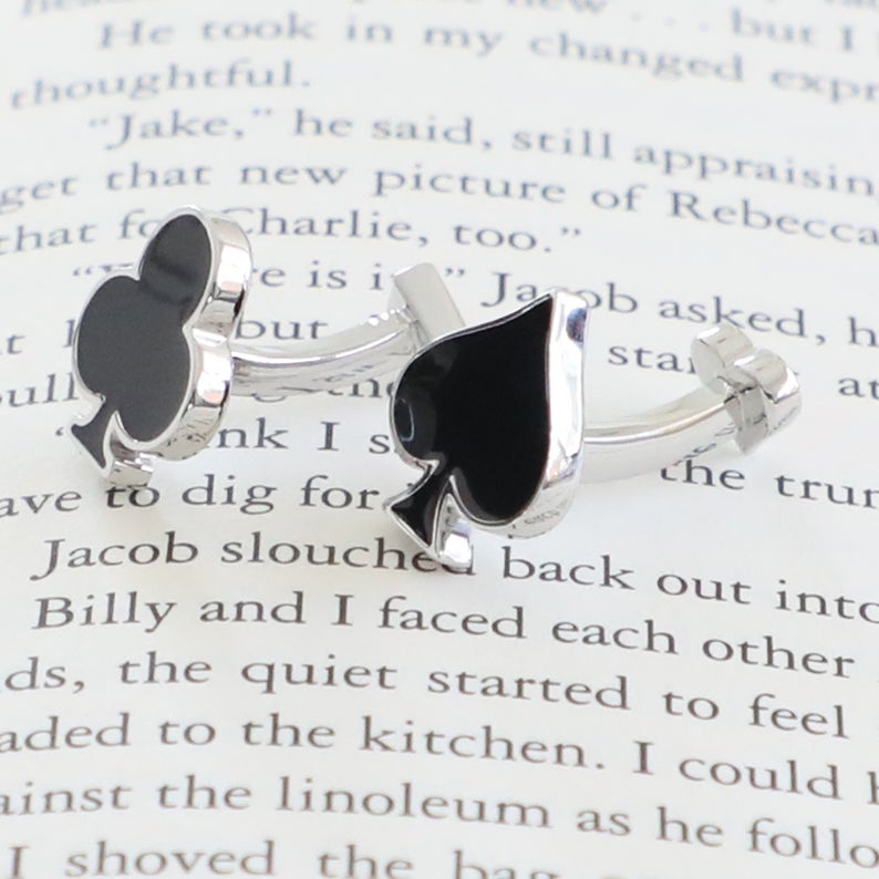 Salutto Men's Poker-Themed Cufflinks With Gift Box - Stainless Steel, Polished Finish