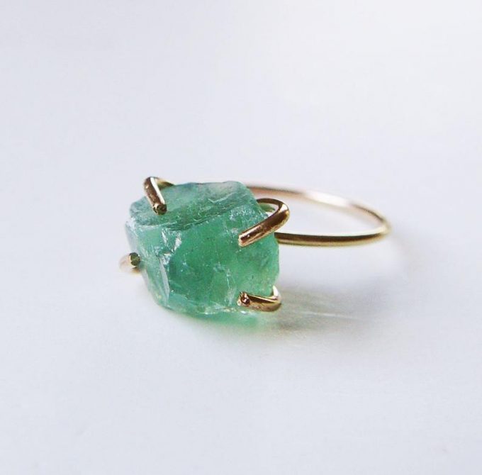 raw emerald ring