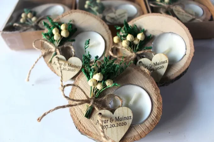 rustic wedding candle favors under $1