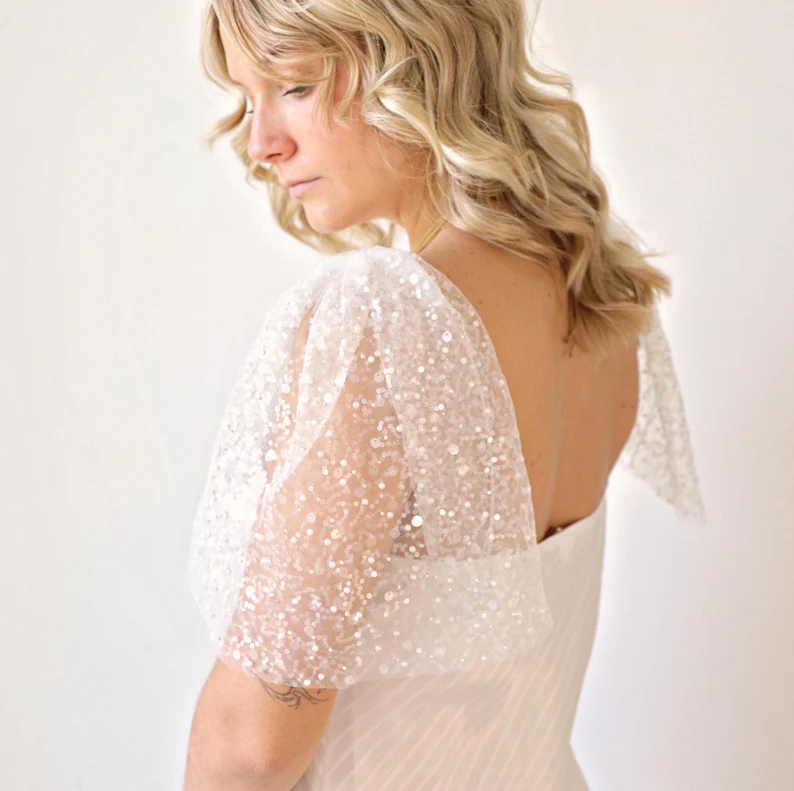 beaded detachable sleeves for a wedding dress