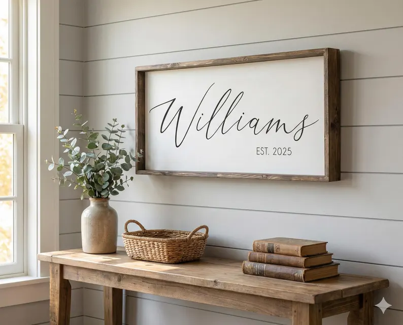 personalized family name sign wooden wedding gift