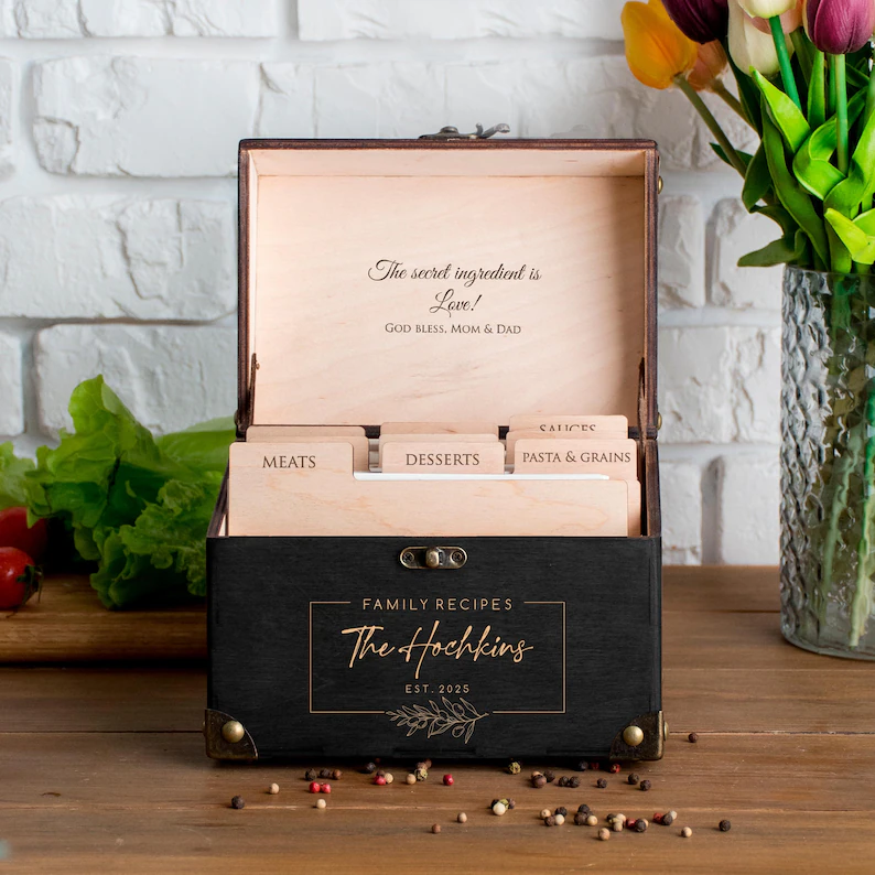 personalized recipe box for wedding gift