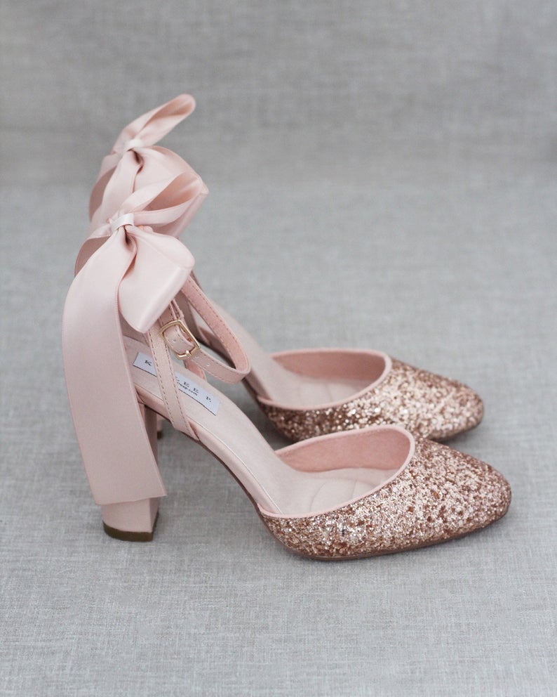 Deli Gold Shimmer Customised Bridal Block Heels for Weddings main image 0