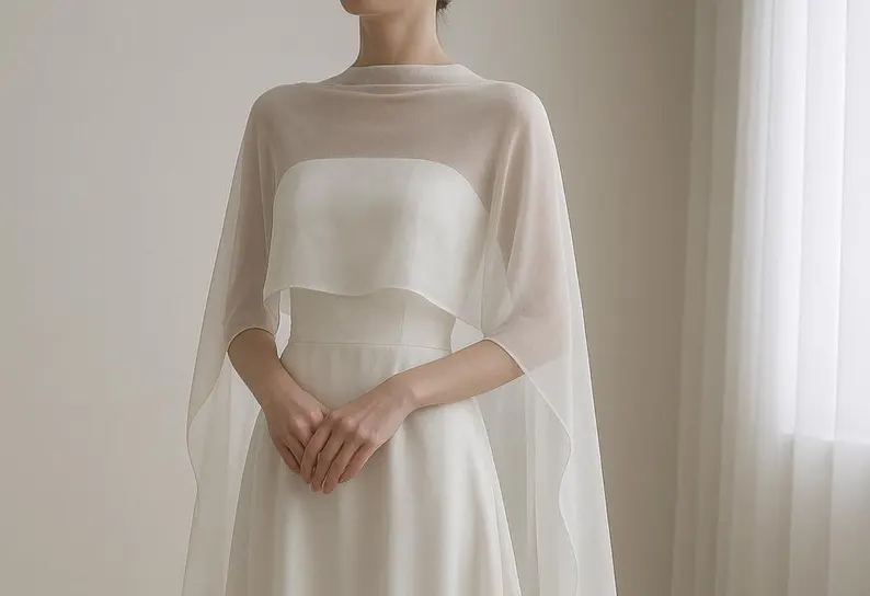 sheer overlay top added to a wedding dress