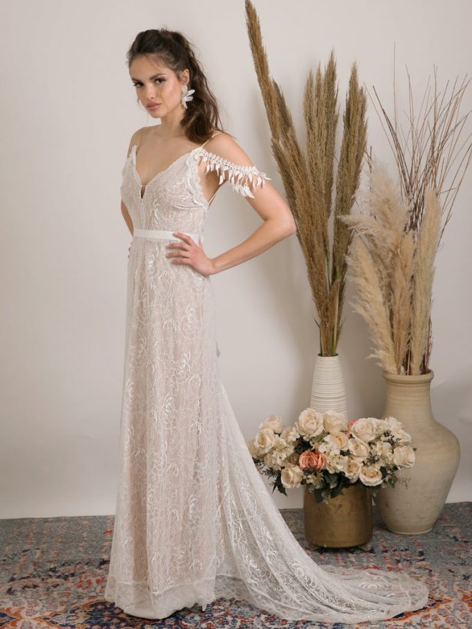 bohemian style lace wedding dress