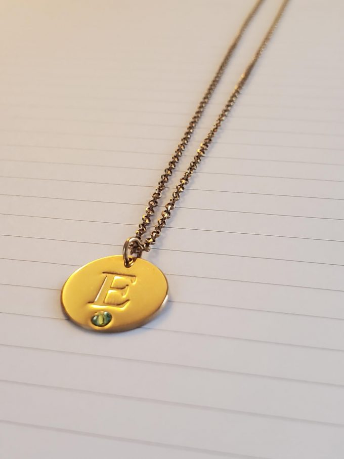 personalized disc necklace with birthstones