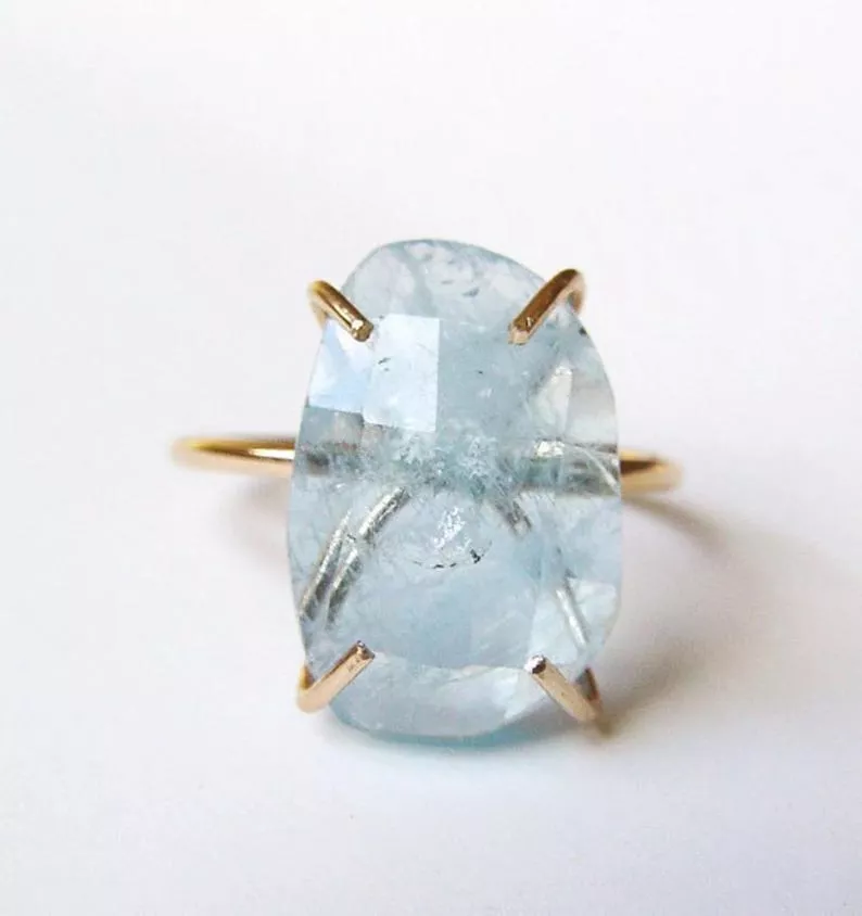 Blue statement ring for bridesmaid jewelry gifts