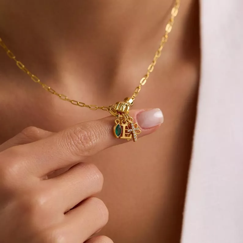 Personalized charm necklace for bridesmaid jewelry gifts