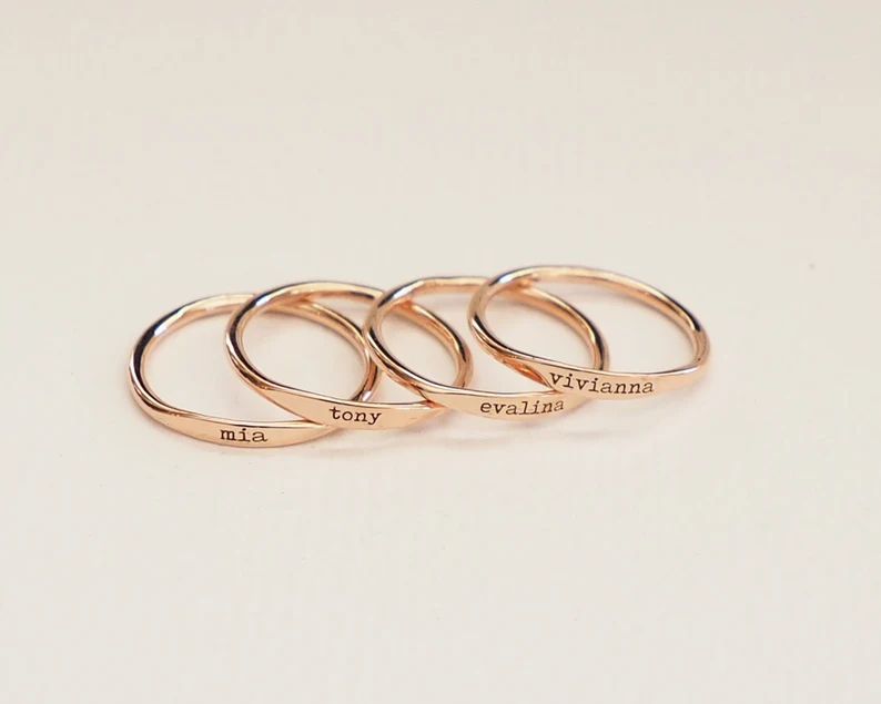 Custom name ring for dainty bridesmaid jewelry