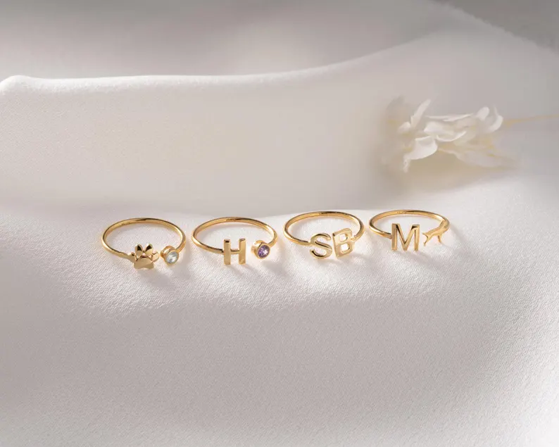 Double initial ring for bridesmaid jewelry gift