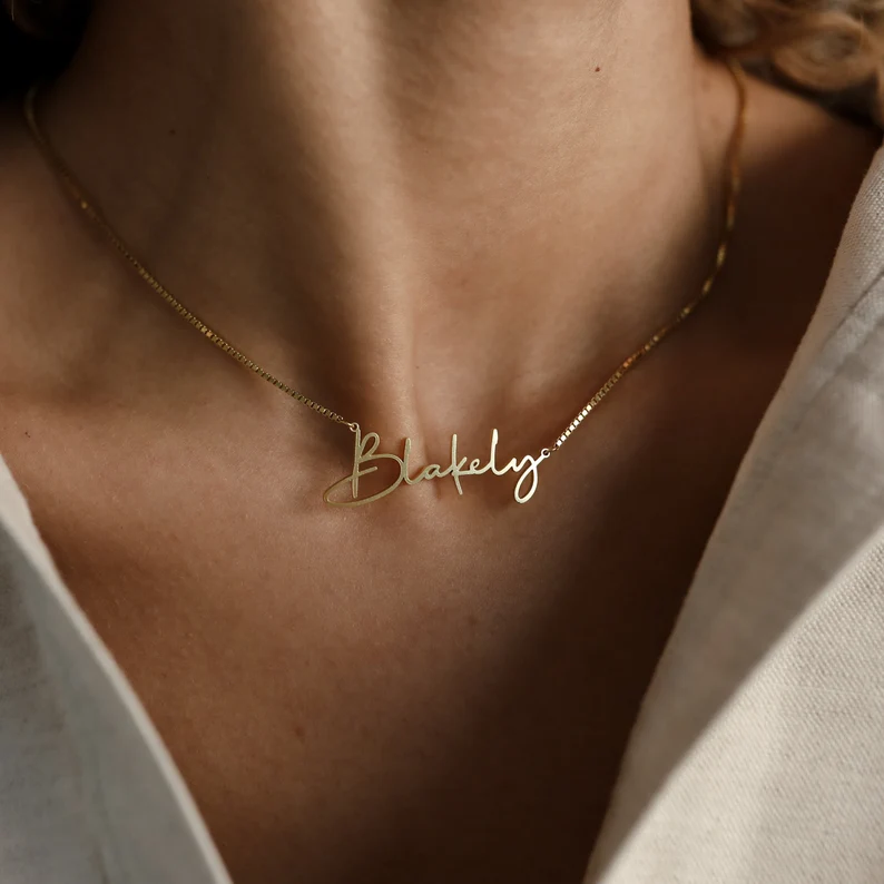 Personalized script necklace for bridesmaid jewelry gifts