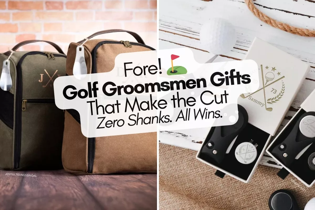 golf groomsmen gifts featuring personalized golf accessories on a fairway