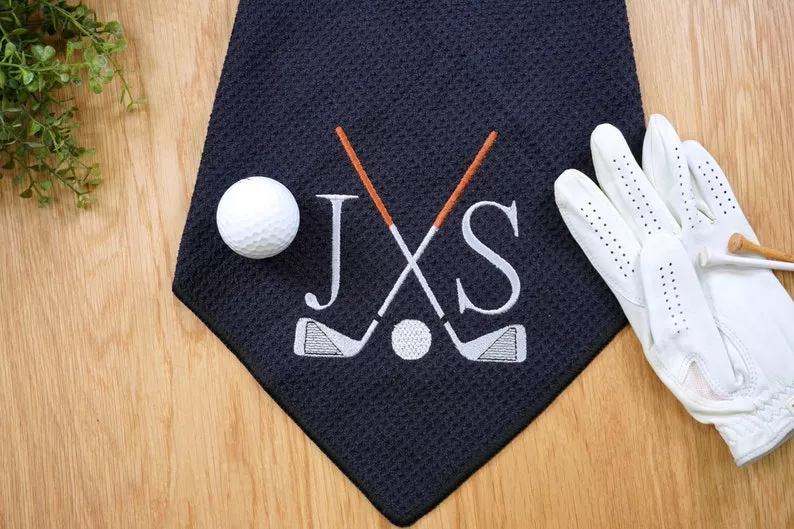 personalized golf towel for groomsmen with embroidered initials