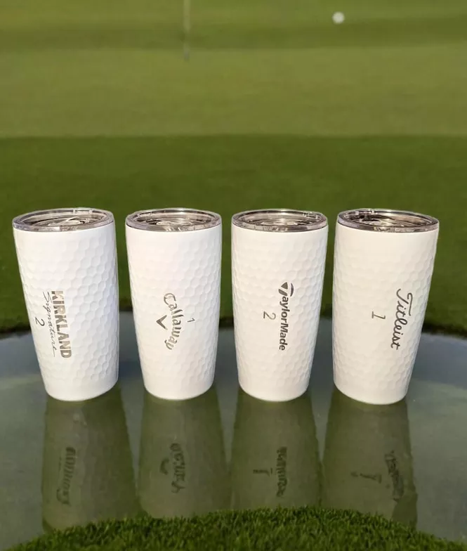 personalized white golf ball tumbler for golf groomsmen gift