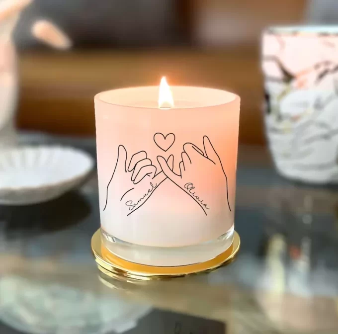 personalized pinky promise candle for couple