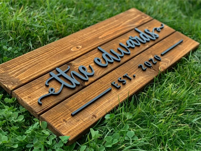 custom name sign made from a pallet