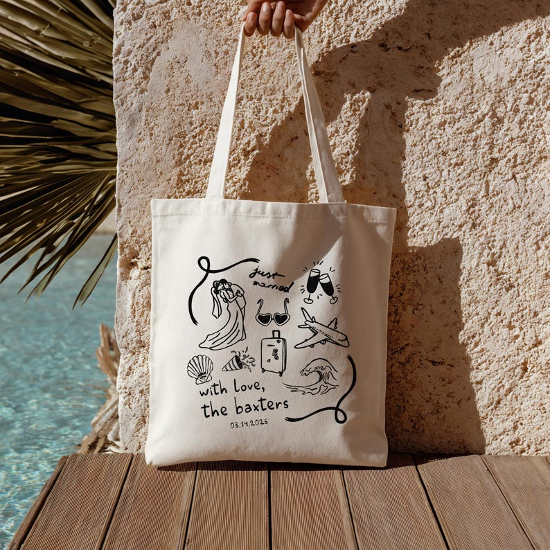 wedding welcome bag totes customized for destination weddings