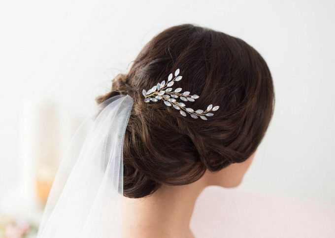 opal bridal hair comb