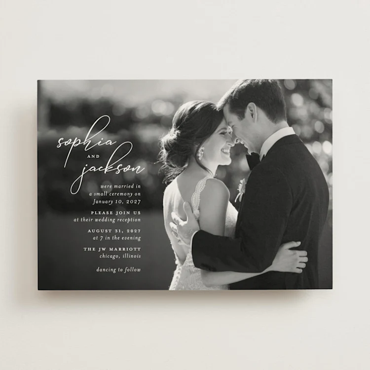 Invitations inviting guests to a reception only wedding