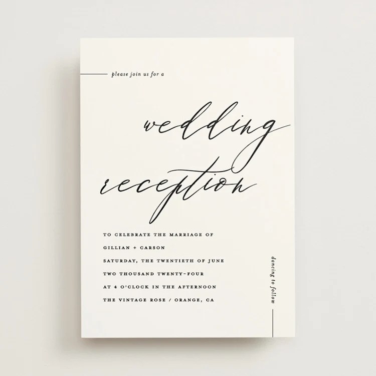 Wording example for invitation asking guests to attend a reception only celebration