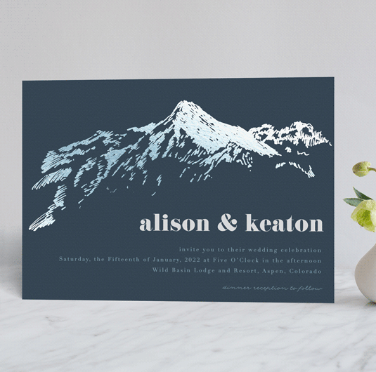 mountain wedding invitations for winter