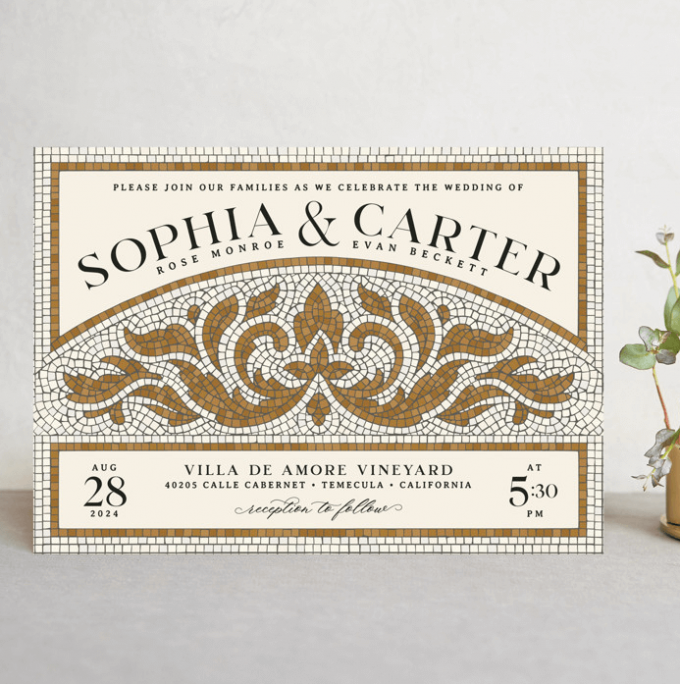 wedding invitations with last names of couple