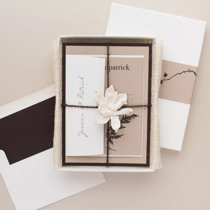 natural boxed wedding invitations