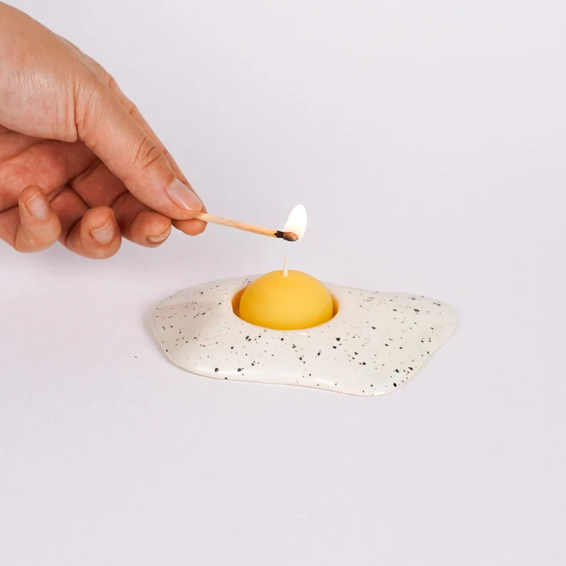 Ceramic salt and pepper egg tea light candle gift for candle lovers