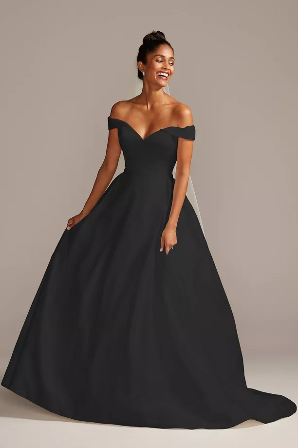 satin ball gown style black wedding dress