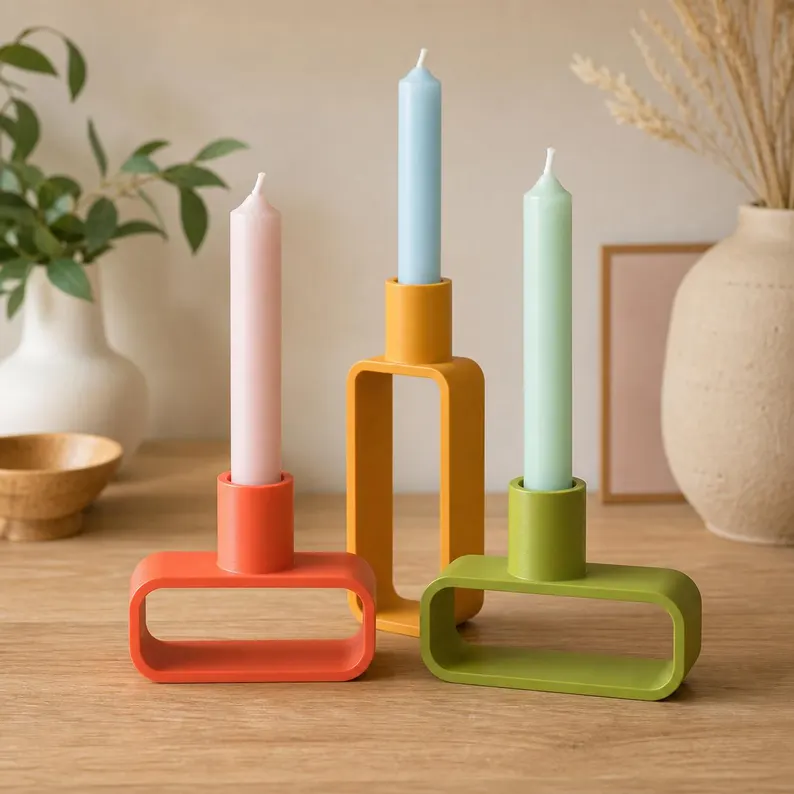 Geometric stick candle holder gift for candle lovers