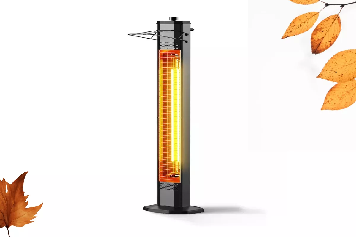 Patio heaters providing warmth at an outdoor wedding reception