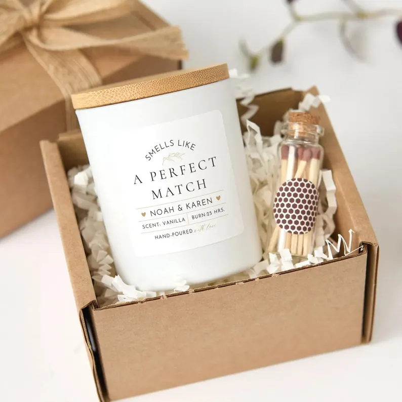 Personalized Perfect Match candle gift for couples