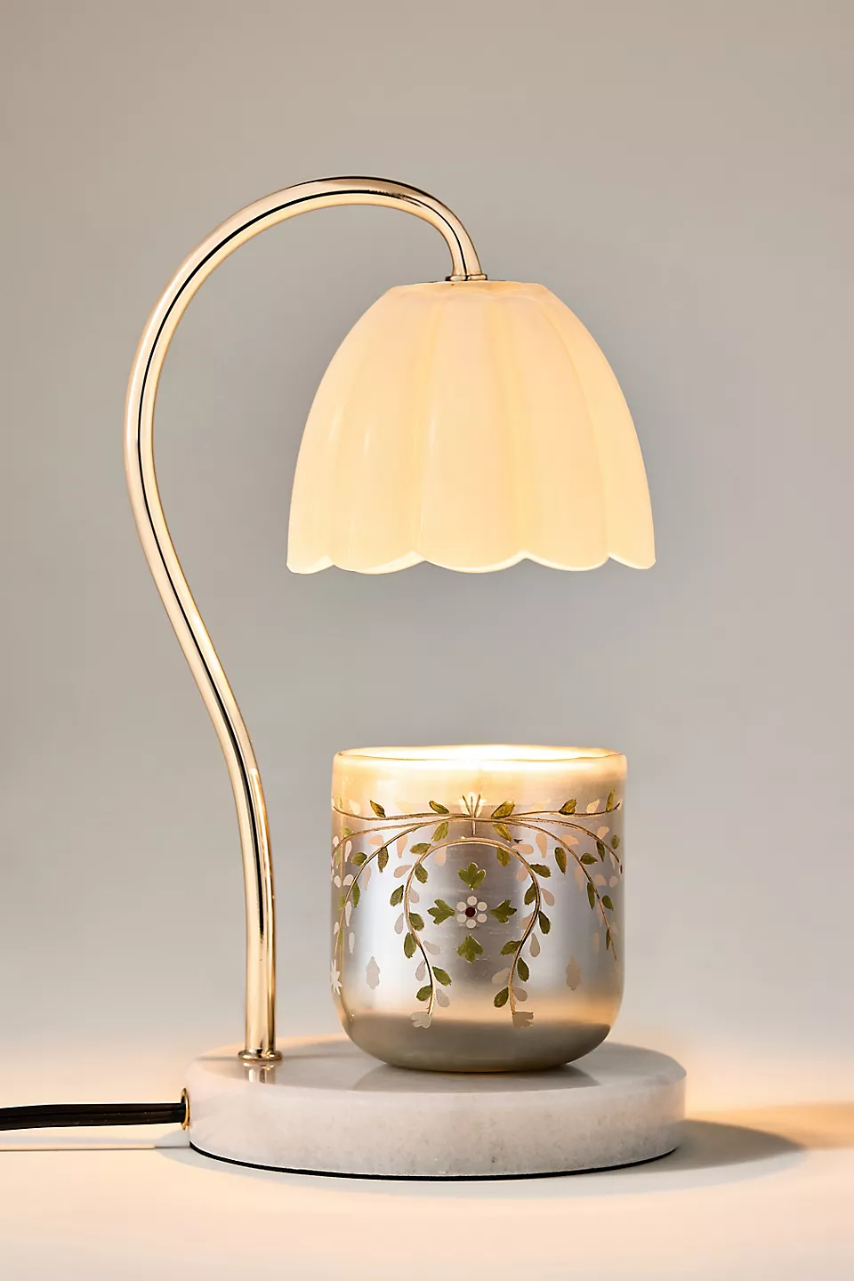 Scalloped glass candle warmer lamp gift for candle lovers