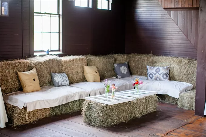Cozy indoor lounge where wedding guests can warm up during an outdoor celebration
