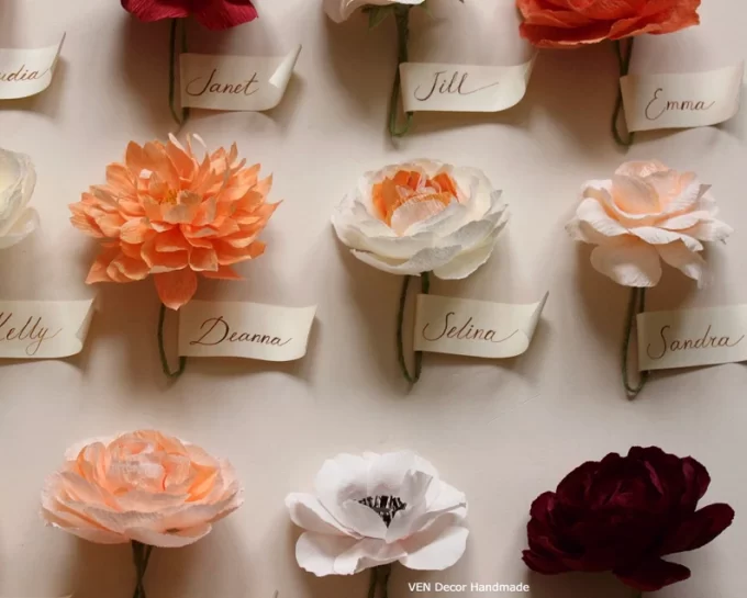 paper flower place cards