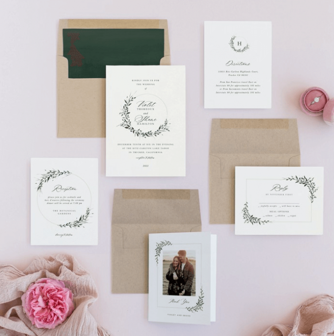 wedding invitations with addressed envelopes