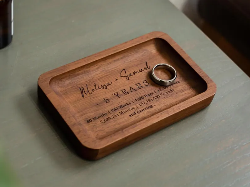 5th wedding anniversary wooden tray