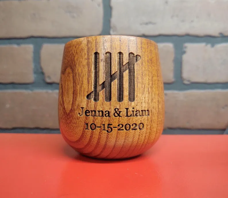 5 years married wooden cup