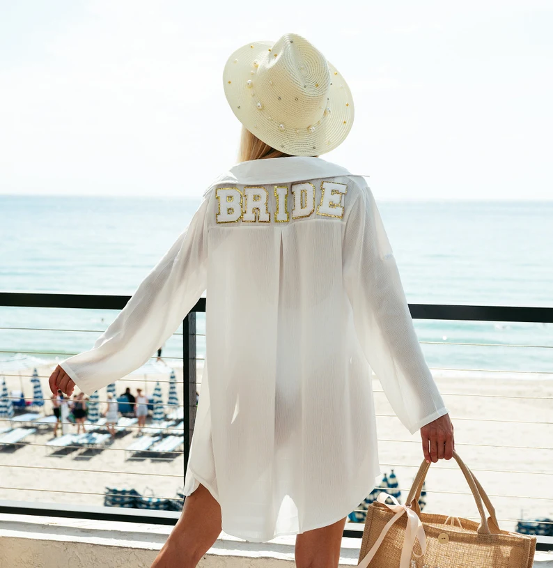bride button down shirt coverup for beach