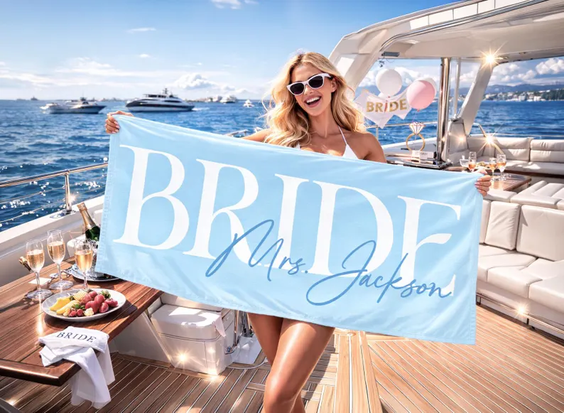 personalized bride towel