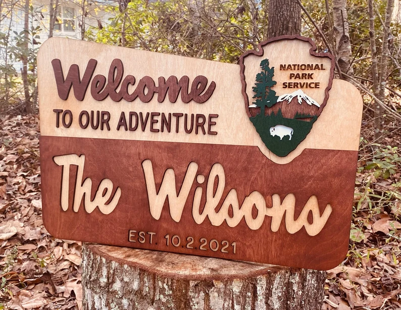 custom national parks sign made of wood