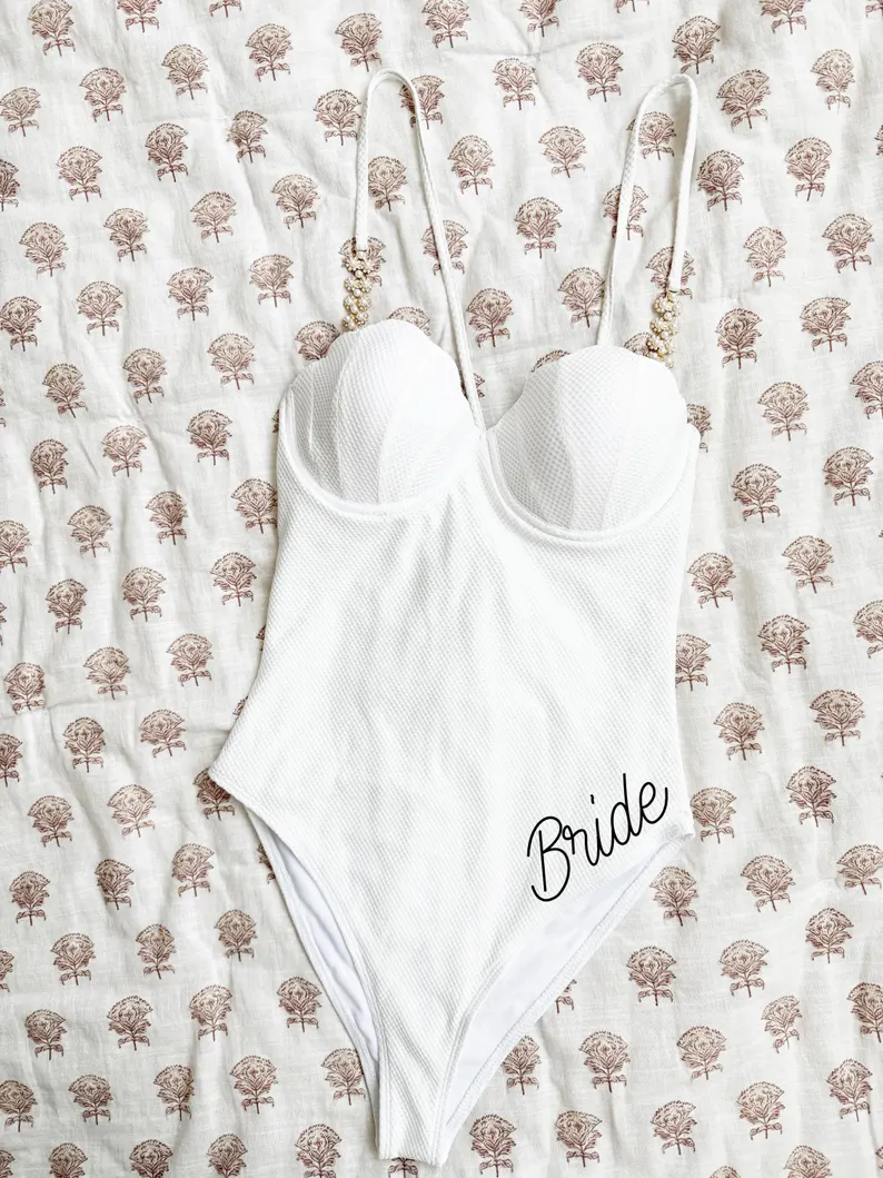 bride one-piece swimsuit mesh