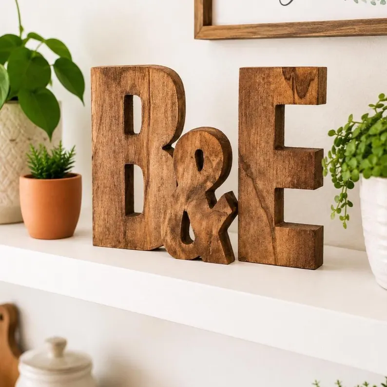 large rustic wooden letters for wood anniversary gift