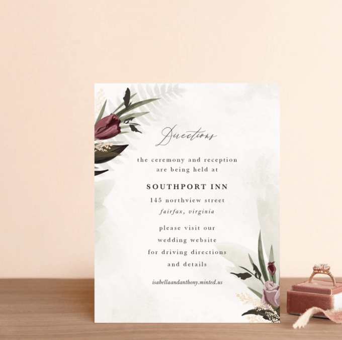 directions with wedding invitations